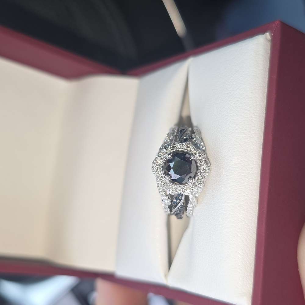 Elegant Silver and Black Gemstone Ring